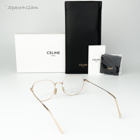 Celine Women Eyeglasses Metal Shiny Rose Gold Demo Round CL50095U 028 BRAND NEW - Picture 8 of 8